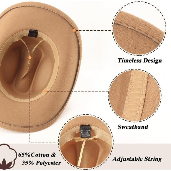 Glitter Cowboy Hat Western Rhinestone Felt Wide Brim Unisex Outdoor Accessory main image 5